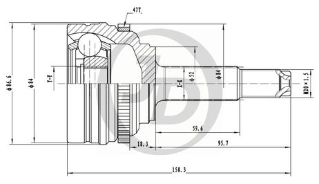 фото JD JCT0086A Шрус внешний | перед | JD JCT0086A Шрус внешний | перед |
