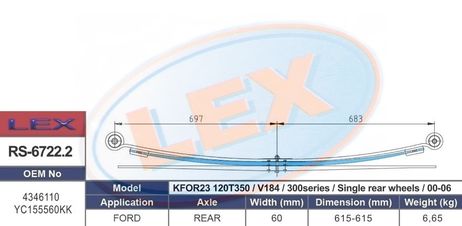 фото LEX RS67222 Лист рессоры LEX RS67222 Лист рессоры