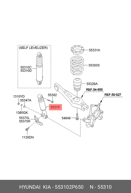 фото Hyundai/Kia 553102P650 Стойка амортизационная подвески | зад прав/лев | Hyundai/Kia 553102P650 Стойка амортизационная подвески | зад прав/лев |