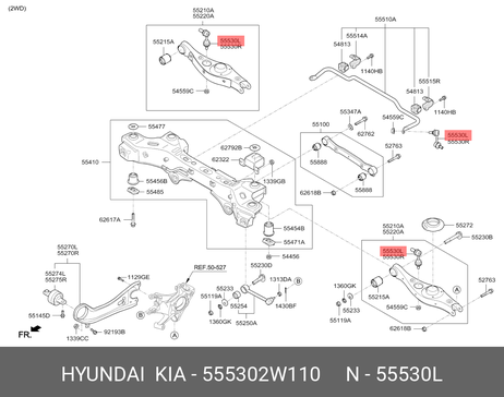 фото Hyundai/Kia 555302W110 Стойка заднего стабилизатора левая | зад | Hyundai/Kia 555302W110 Стойка заднего стабилизатора левая | зад |