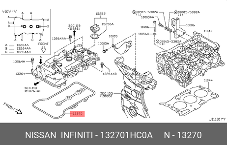 фото Nissan 13270-1HC0A Прокладка клапанной крышки Nissan 13270-1HC0A Прокладка клапанной крышки