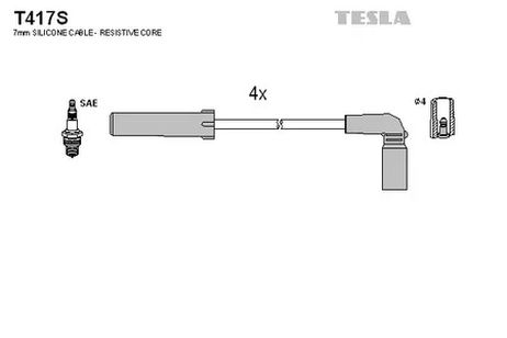 фото Tesla T417S Комплект высоковольтных проводов Tesla T417S Комплект высоковольтных проводов