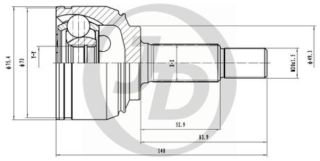 фото JD JCT0141 Шрус внешний | перед лев | JD JCT0141 Шрус внешний | перед лев |