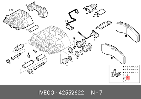 Iveco 42552622 Ремкомплект тормозного суппорта (пыльники торм.поршней) eurocargo