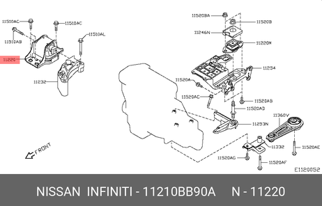 фото Nissan 11210-BB90A Подушка двигателя | перед прав | Nissan 11210-BB90A Подушка двигателя | перед прав |