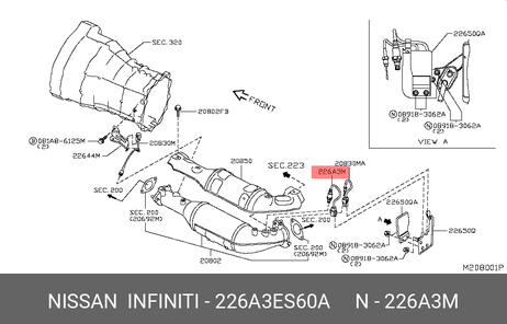фото Nissan 226A3-ES60A Датчик кислородный Nissan 226A3-ES60A Датчик кислородный