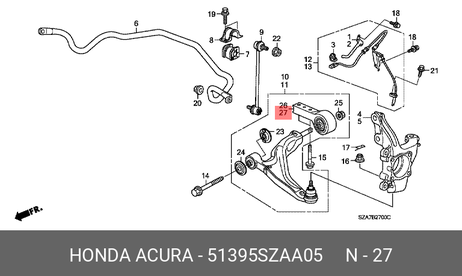 фото Honda 51395-SZA-A05 Сайлентблок передний левый Honda 51395-SZA-A05 Сайлентблок передний левый