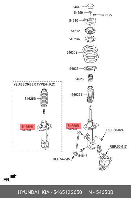 фото Hyundai/Kia 546512S650 Амортизатор передний левый Hyundai/Kia 546512S650 Амортизатор передний левый