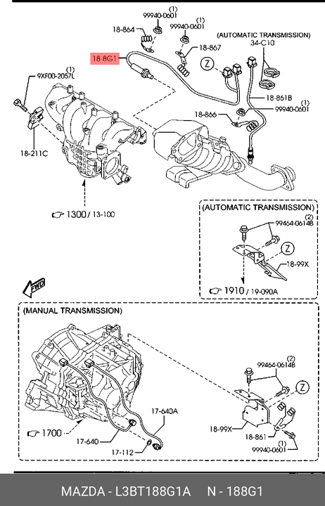 фото Mazda L3BT-18-8G1A Датчик кислородный Mazda L3BT-18-8G1A Датчик кислородный