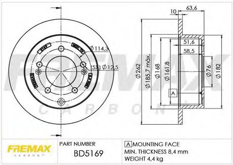 фото FREMAX BD-5169 Тормозной диск | зад | FREMAX BD-5169 Тормозной диск | зад |