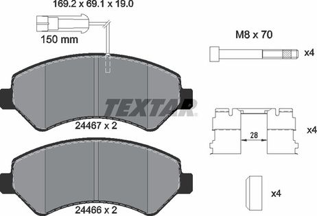 фото Textar 2446703 Колодки тормозные дисковые с противошумной пластиной Q+ | перед | Textar 2446703 Колодки тормозные дисковые с противошумной пластиной Q+ | перед |