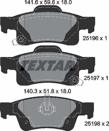 Textar 2519601 Колодки тормозные дисковые с противошумной пластиной Q+ | зад |