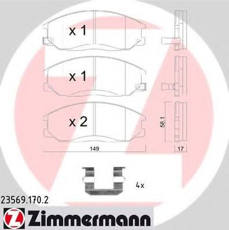 фото Zimmermann 23569.170.2 Колодки тормозные дисковые | перед | Zimmermann 23569.170.2 Колодки тормозные дисковые | перед |