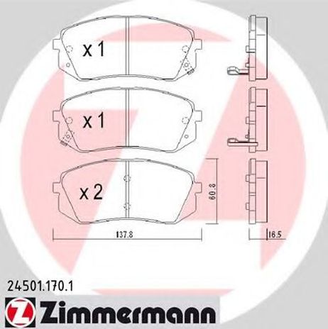 фото Zimmermann 24501.170.1 Колодки тормозные дисковые | перед | Zimmermann 24501.170.1 Колодки тормозные дисковые | перед |