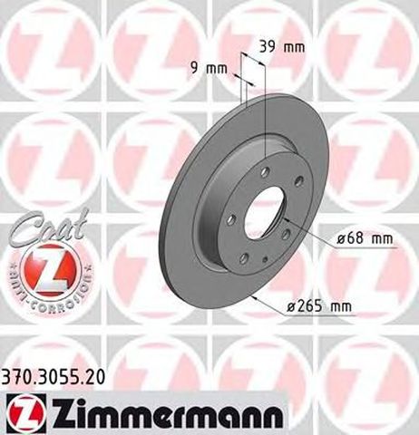 фото Zimmermann 370.3055.20 Тормозной диск | зад | Zimmermann 370.3055.20 Тормозной диск | зад |
