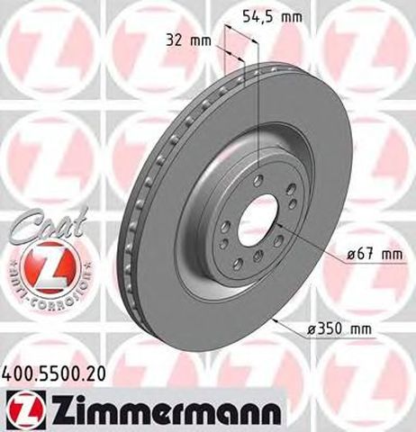 фото Zimmermann 400.5500.20 Диск тормозной | перед | Zimmermann 400.5500.20 Диск тормозной | перед |