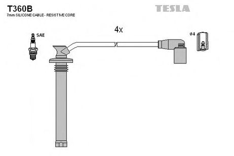 фото Tesla T360B Комплект проводов зажигания Tesla T360B Комплект проводов зажигания