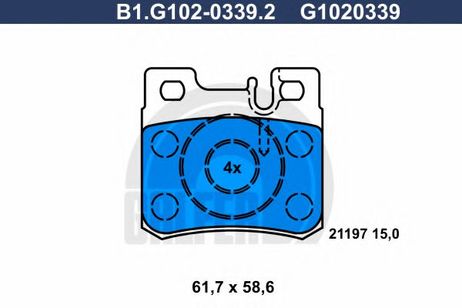 фото GALFER B1.G102-0339.2 Колодки тормозные дисковые | зад | GALFER B1.G102-0339.2 Колодки тормозные дисковые | зад |