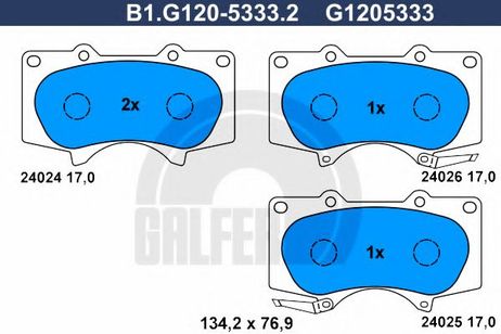 фото GALFER B1.G120-5333.2 Колодки тормозные дисковые | перед | GALFER B1.G120-5333.2 Колодки тормозные дисковые | перед |