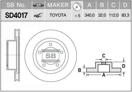 фото Sangsin SD4017 Диск тормозной Toyota Land Cruiser (j200) 07-21 / Lexus LX 07-23 Sangsin SD4017 Диск тормозной Toyota Land Cruiser (j200) 07-21 / Lexus LX 07-23