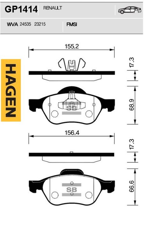 фото Sangsin GP1414 Колодки тормозные передние Sangsin GP1414 Колодки тормозные передние