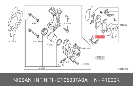 фото Nissan D1060-3TA0A Комплект тормозных колодок, дисковый тормоз | перед | Nissan D1060-3TA0A Комплект тормозных колодок, дисковый тормоз | перед |