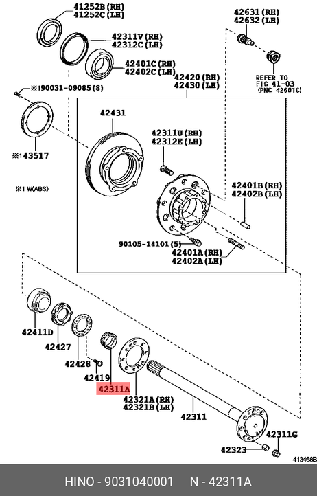 фото Hino 9031040001 Уплотняющее кольцо вала, подшипник ступицы колеса Hino 9031040001 Уплотняющее кольцо вала, подшипник ступицы колеса