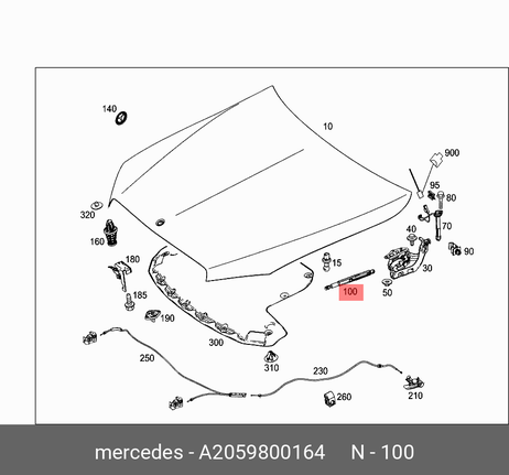 фото Mercedes A2059800164 Газовая пружина, капот Mercedes A2059800164 Газовая пружина, капот
