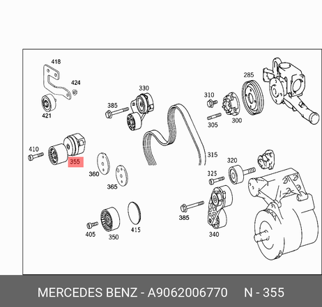 фото Mercedes A9062006770 Натяжной ролик, поликлиновой ремень Mercedes A9062006770 Натяжной ролик, поликлиновой ремень