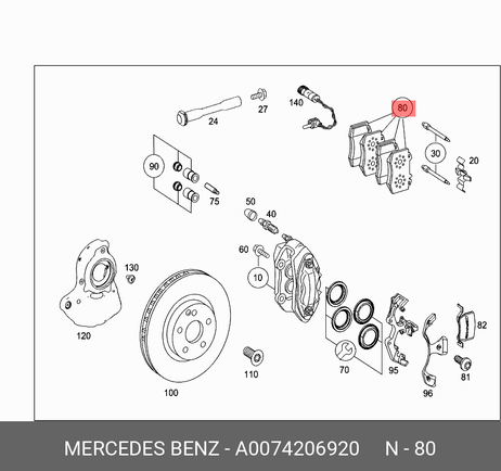 фото Mercedes A0074206920 Комплект тормозных колодок, дисковый тормоз | перед | Mercedes A0074206920 Комплект тормозных колодок, дисковый тормоз | перед |