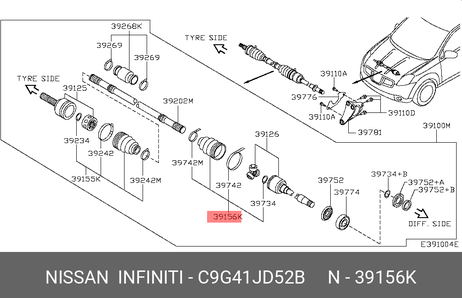 фото Nissan C9G41-JD52B Комплект пылника, приводной вал Nissan C9G41-JD52B Комплект пылника, приводной вал