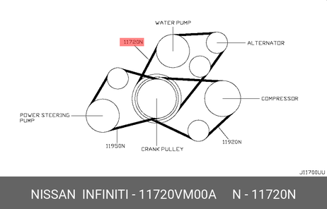 фото Nissan 11720-VM00A Клиновой ремень Nissan 11720-VM00A Клиновой ремень