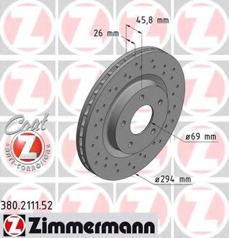 фото Zimmermann 380211152 Тормозной диск | перед | Zimmermann 380211152 Тормозной диск | перед |