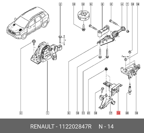 фото Renault 112202847R Подушка двигателя | перед лев | Renault 112202847R Подушка двигателя | перед лев |