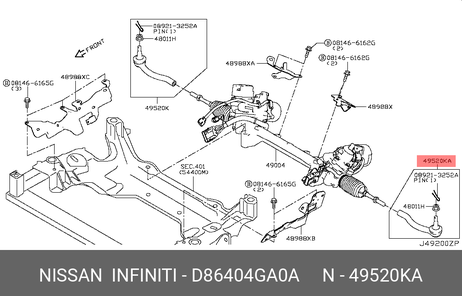 фото Nissan D8640-4GA0A Наконечник поперечной рулевой тяги | лев | Nissan D8640-4GA0A Наконечник поперечной рулевой тяги | лев |