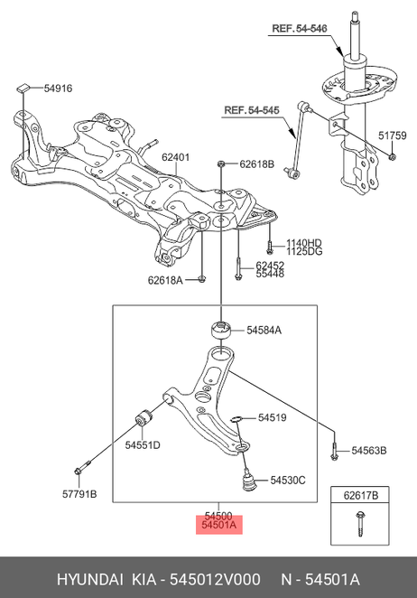 фото Hyundai/Kia 545012V000 Рычаг подвески | перед прав | Hyundai/Kia 545012V000 Рычаг подвески | перед прав |