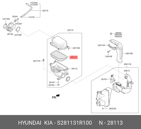 фото Hyundai/Kia S281131R100 Фильтр воздушный Hyundai/Kia S281131R100 Фильтр воздушный