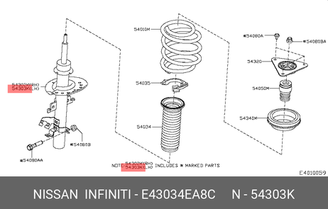 фото Nissan E4303-4EA8C Амортизатор | перед лев | Nissan E4303-4EA8C Амортизатор | перед лев |