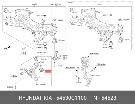 фото Hyundai/Kia 54530-C1100 Опора шаровая | перед прав | Hyundai/Kia 54530-C1100 Опора шаровая | перед прав |