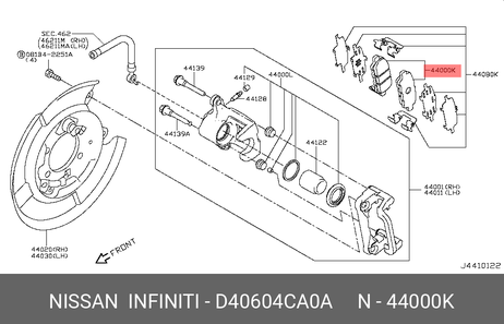 фото Nissan D40604CA0A Колодки тормозные задние Nissan D40604CA0A Колодки тормозные задние