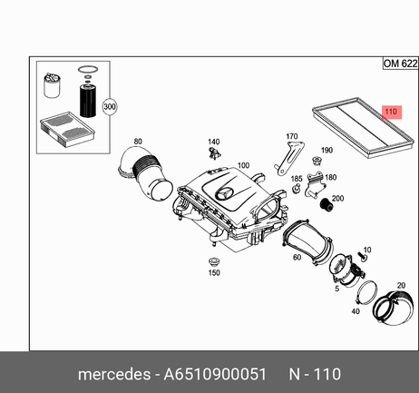 фото Mercedes A6510900051 Фильтр воздушный Mercedes A6510900051 Фильтр воздушный