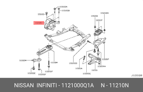 фото Nissan 11210-00Q1A Подушка двигателя правая | зад прав | Nissan 11210-00Q1A Подушка двигателя правая | зад прав |
