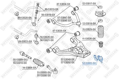 фото Stellox 52-53005-SX Шар. опора нижн. л.+п. KIA Sorento 02> | перед | Stellox 52-53005-SX Шар. опора нижн. л.+п. KIA Sorento 02> | перед |
