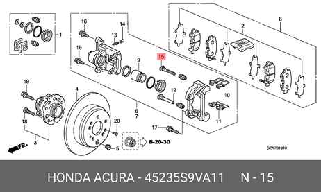 фото Honda 45235-S9V-A11 Направляющая | перед | Honda 45235-S9V-A11 Направляющая | перед |