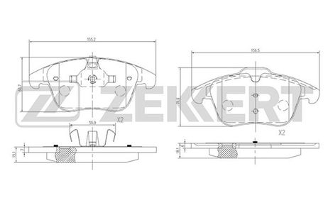 Zekkert BS-1128 Колодки торм. диск. передн. Citroen C5 I, II 01-, Ford Mondeo IV 07-, Peugeot 508 10-, Volvo S60 II 10-