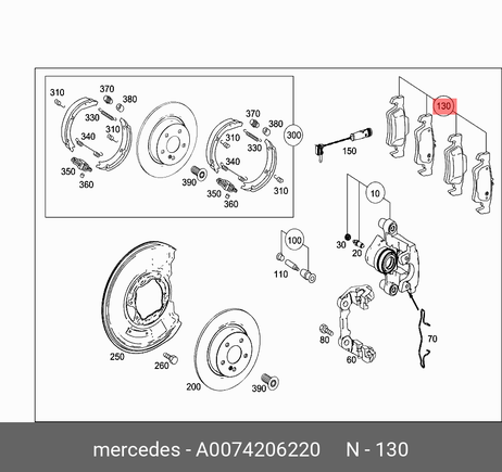 фото Mercedes A0074206220 Колодки тормозные дисковые | зад | Mercedes A0074206220 Колодки тормозные дисковые | зад |