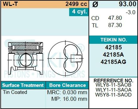 фото Teikin 42185 STD Поршни (к-т 4шт) STD Teikin 42185 STD Поршни (к-т 4шт) STD
