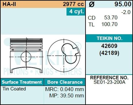 фото Teikin 42609 STD Поршни (к-т 4шт) STD Teikin 42609 STD Поршни (к-т 4шт) STD