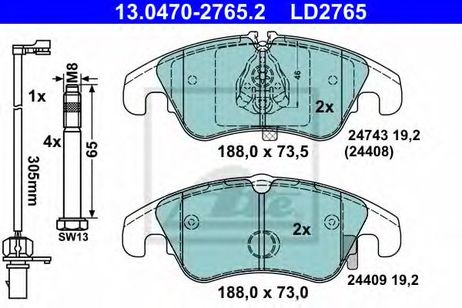 фото ATE 13047027652 13.0470-2765.2_колодки дисковые передние! audi A6/ | перед | ATE 13047027652 13.0470-2765.2_колодки дисковые передние! audi A6/ | перед |