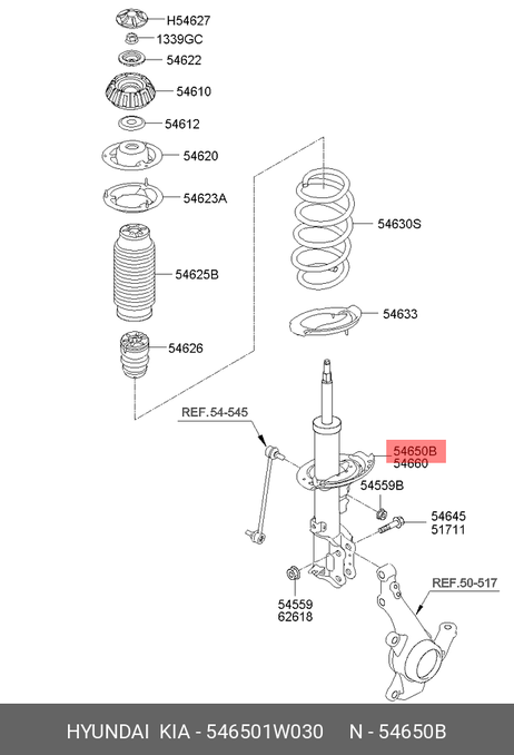 фото Hyundai/Kia 546501W030 Амортизатор | перед лев | Hyundai/Kia 546501W030 Амортизатор | перед лев |